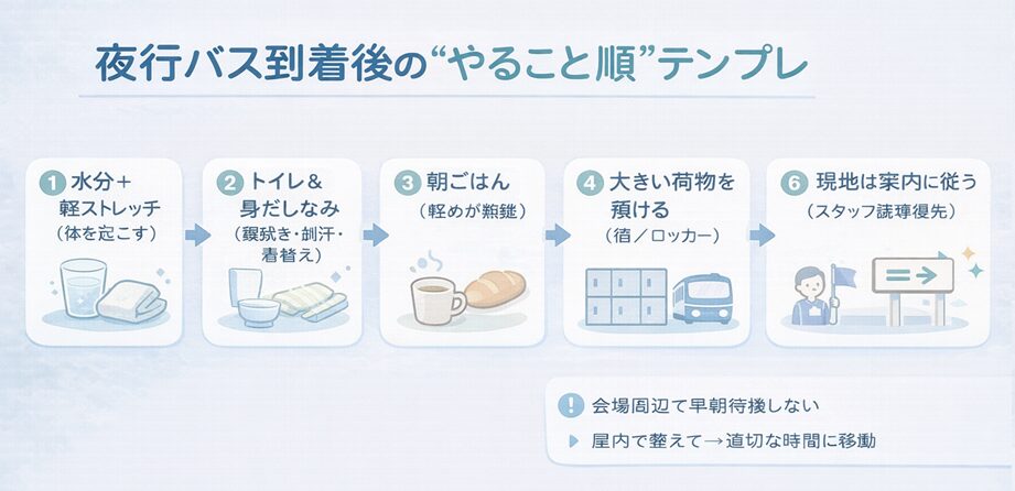 コミケ 夜行バス 到着後〜入場まで