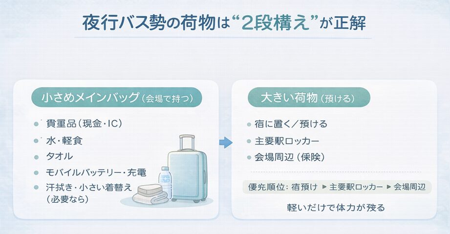 コミケ 前日準備：夜行バス