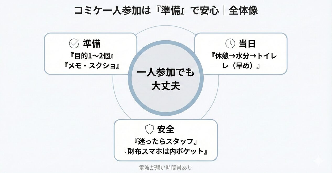 コミケ一人参加は「準備」で安心|全体像