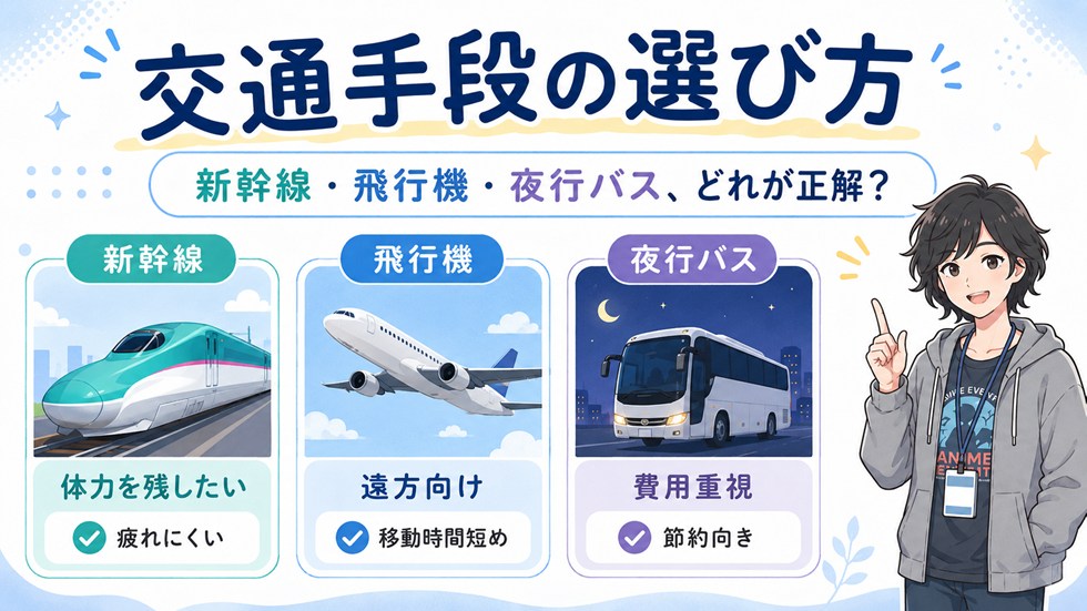 交通手段の選び方：新幹線・飛行機・夜行バス、どれが正解？