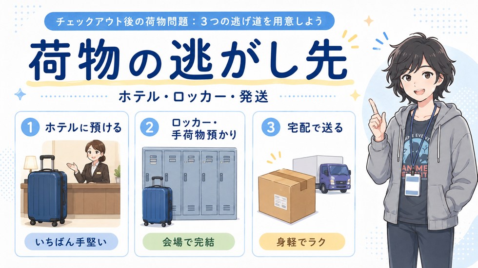 チェックアウト後の荷物問題：3つの逃げ道を用意しよう