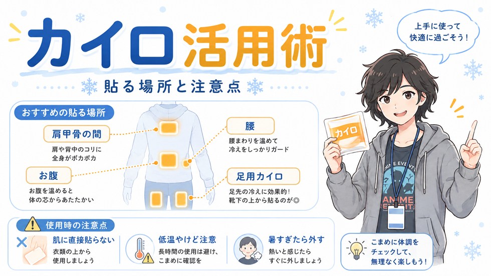 カイロ活用術｜貼る場所と注意点