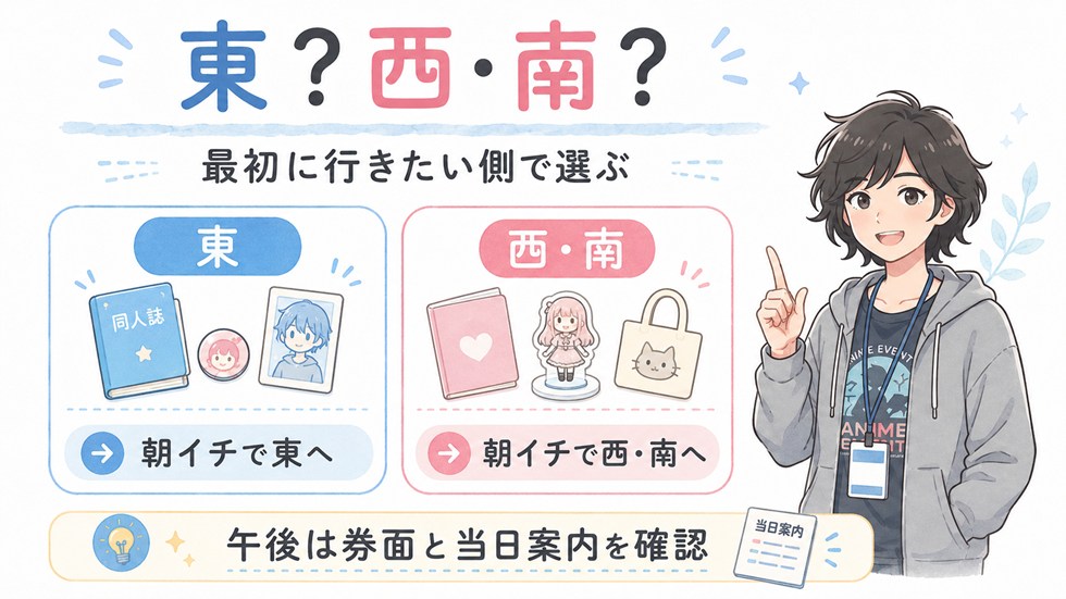 「東」か「西・南」など、最初に並ぶ地区を選ぶ場合がある