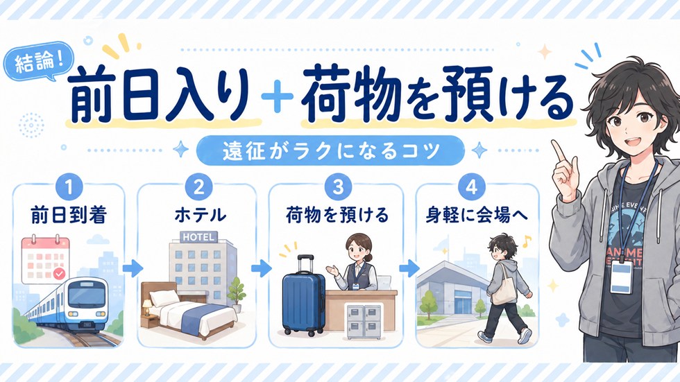 コミケ遠征は「前日入り＋荷物を預ける」で難易度が一気に下がります