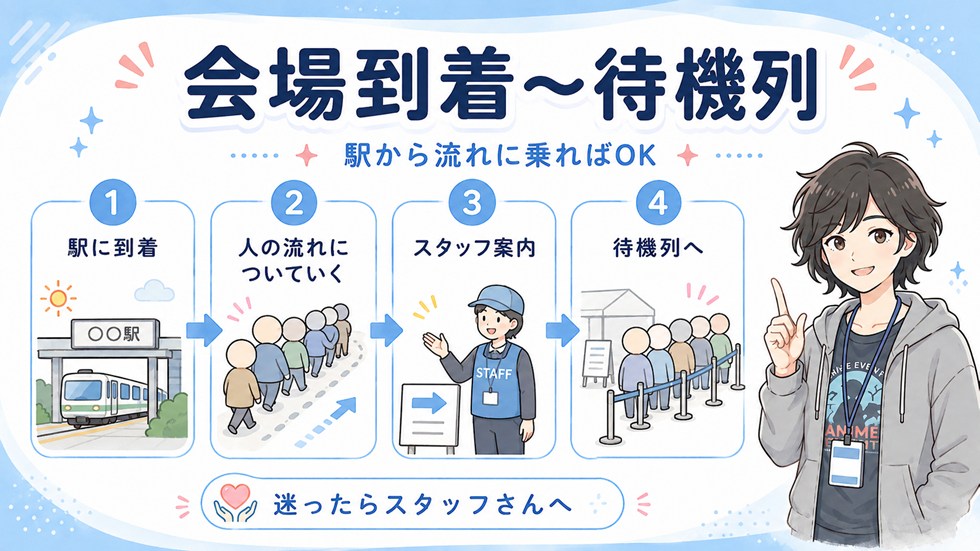 会場到着〜開場待機列までの流れ