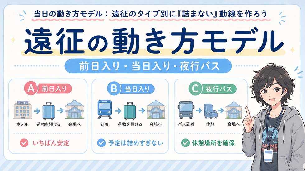 当日の動き方モデル：遠征のタイプ別に“詰まない”動線を作ろう