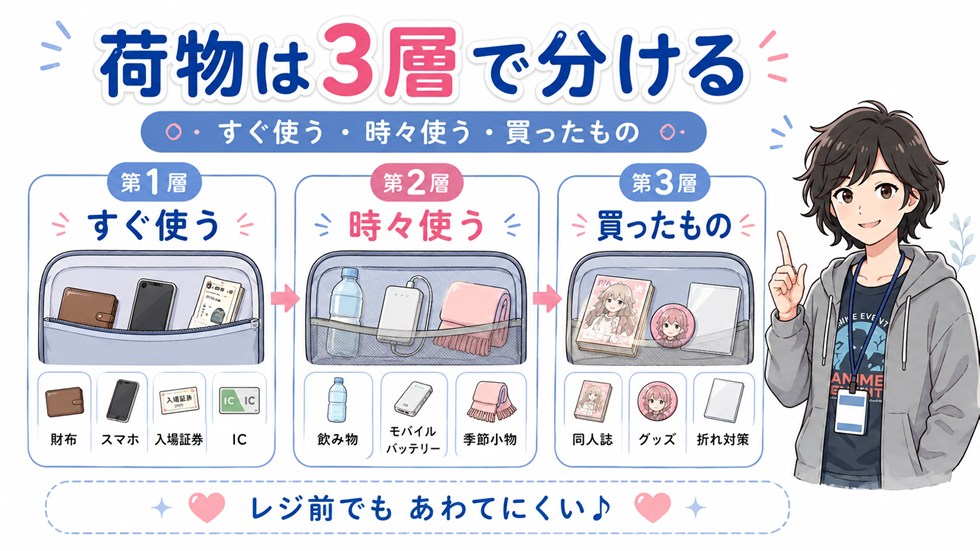 当日の詰め方テンプレ:3層に分けると迷わない