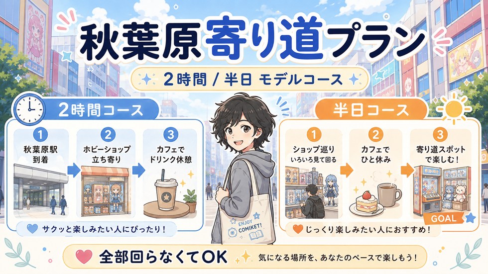 秋葉原寄り道プラン：時間別モデルコース（2時間／半日）