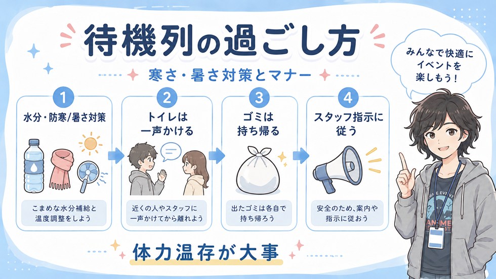開場待機列の過ごし方｜寒さ・暑さ対策とマナー
