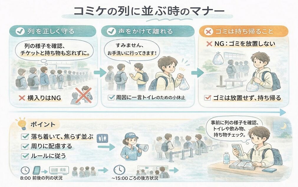 コミケの待機列での基本マナー
