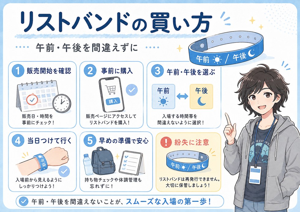 午前・午後リストバンドの買い方