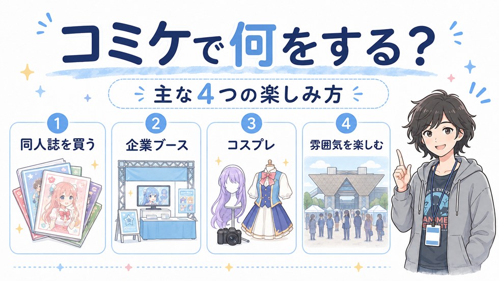 コミケ会場では何をするの？主な4つの楽しみ方