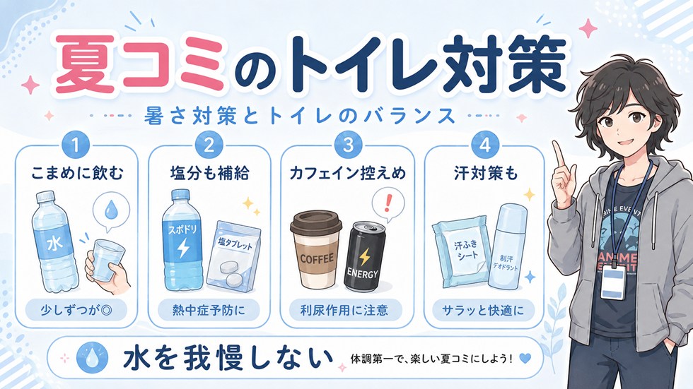 夏コミならではのトイレ事情（汗・水分・熱中症）