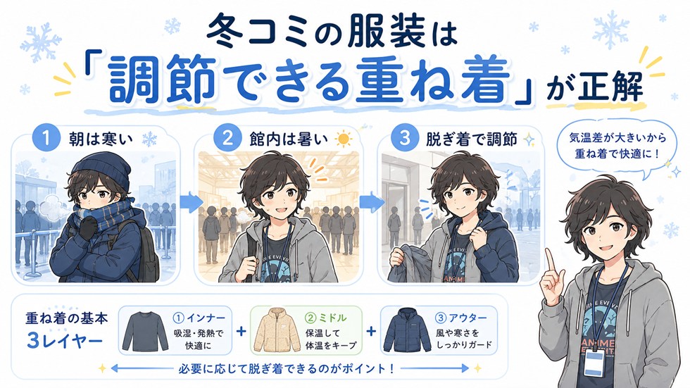 冬コミの服装は「調節できる重ね着」が正解