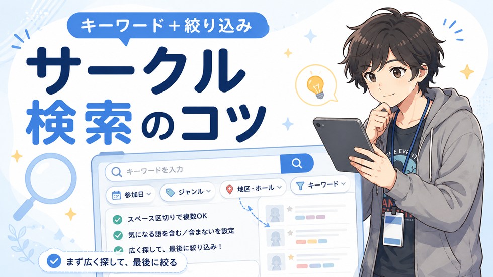 サークル検索のコツ|「キーワード+絞り込み」で精度が上がる