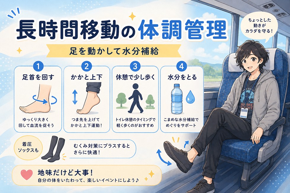 体調管理：エコノミークラス症候群っぽい不調を避けよう