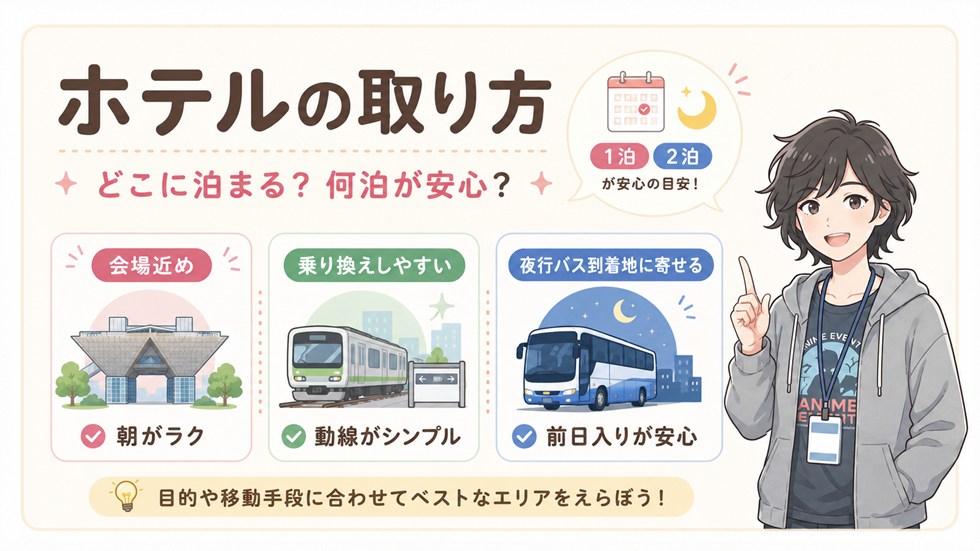 ホテルの取り方：どこに泊まる？何泊が安心？