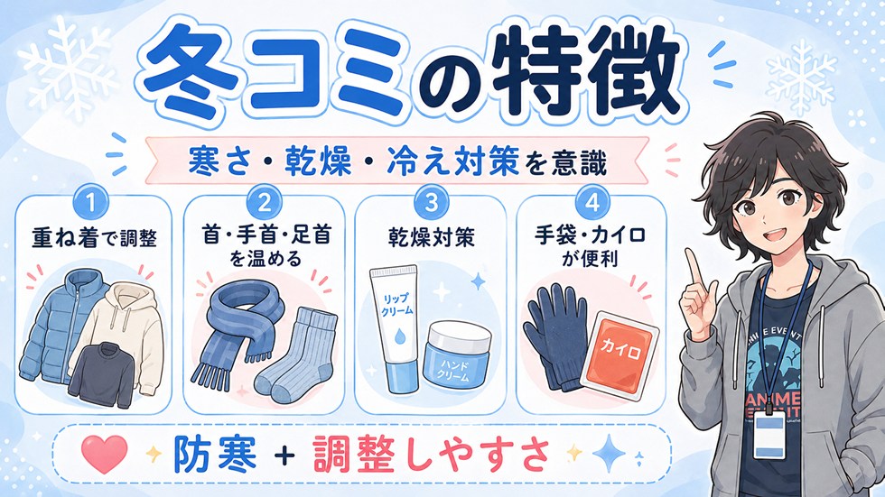 冬コミの特徴：寒さ・乾燥・冷え対策（＋感染症対策）を意識