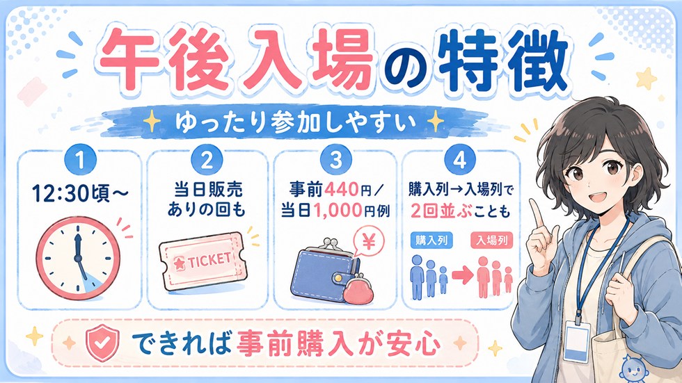 午後入場は“ゆったり勢の味方”｜当日販売の条件は要チェック