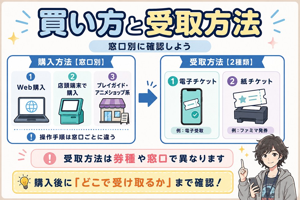 【窓口別】チケットの具体的な買い方と受取方法