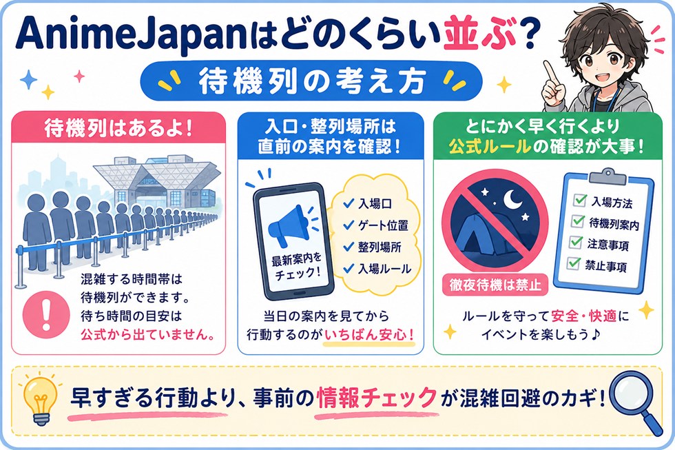 AnimeJapanはどのくらい並ぶ？待機列の考え方