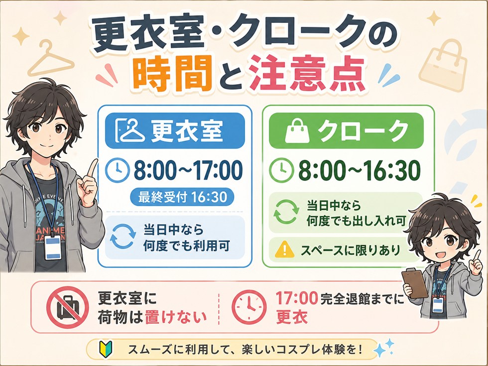 更衣室・クロークの時間と注意点