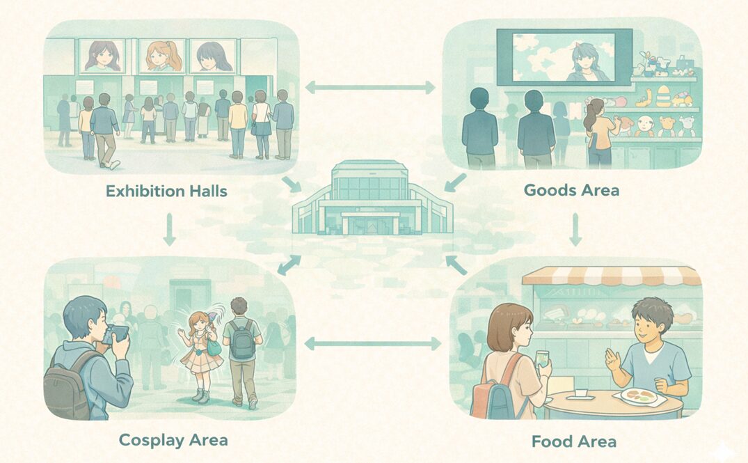 AnimeJapan会場マップの見方【東棟・南棟・屋上展示場】