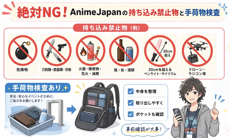 絶対NG！AnimeJapanの持ち込み禁止物と手荷物検査