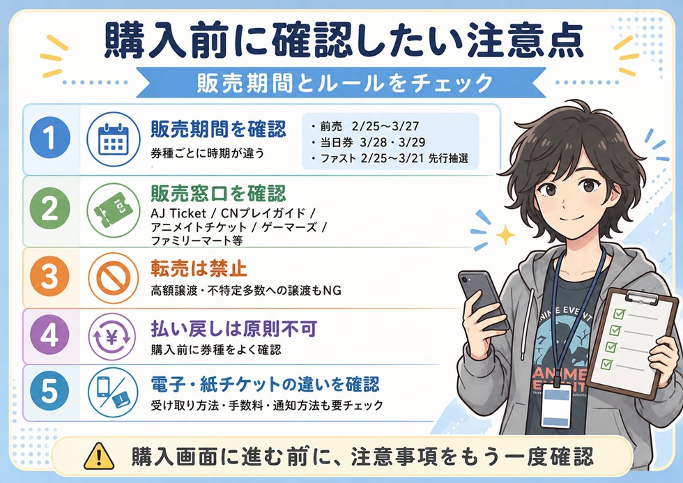 チケットの販売期間と購入前の注意点