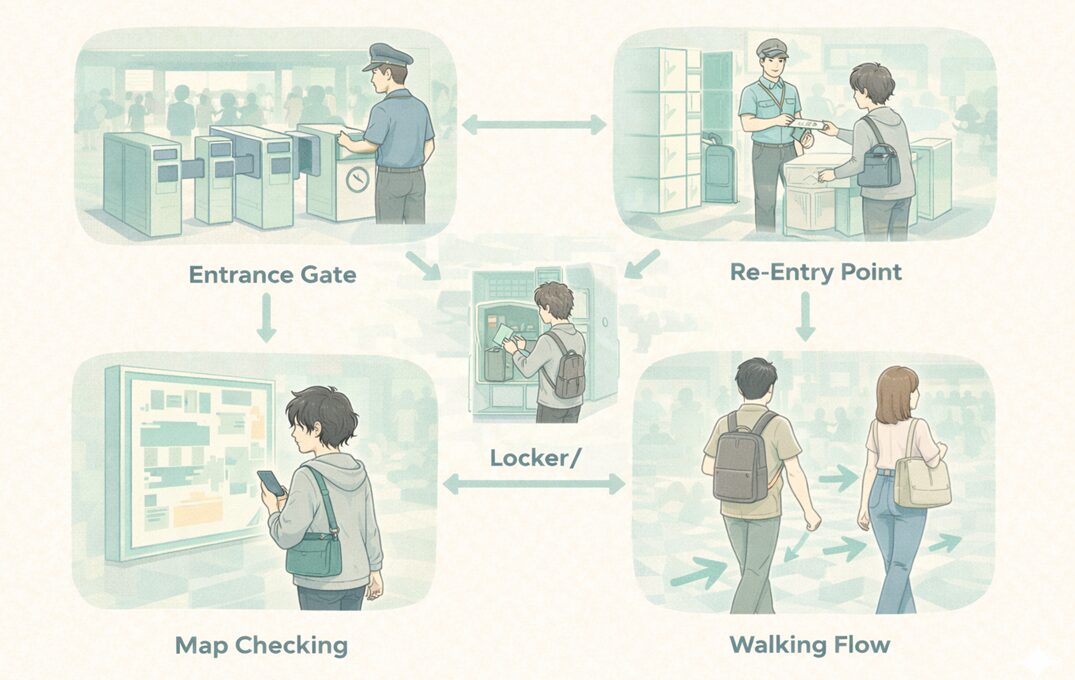 迷わないための入場口・再入場・コインロッカーの考え方