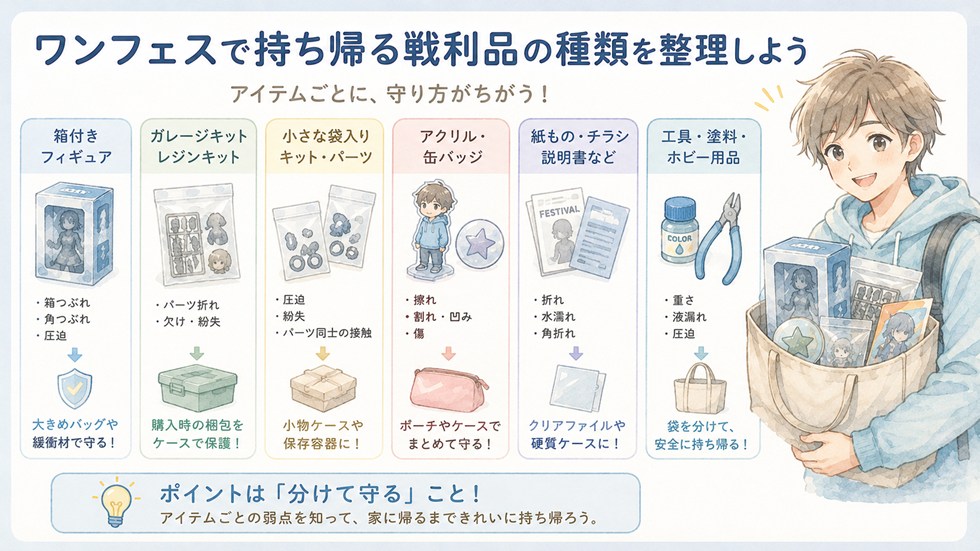 ワンフェスで持ち帰る戦利品の種類を整理しよう
