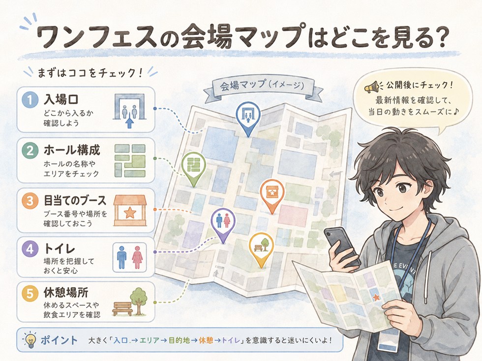 ワンフェスの会場マップはどこを見る？