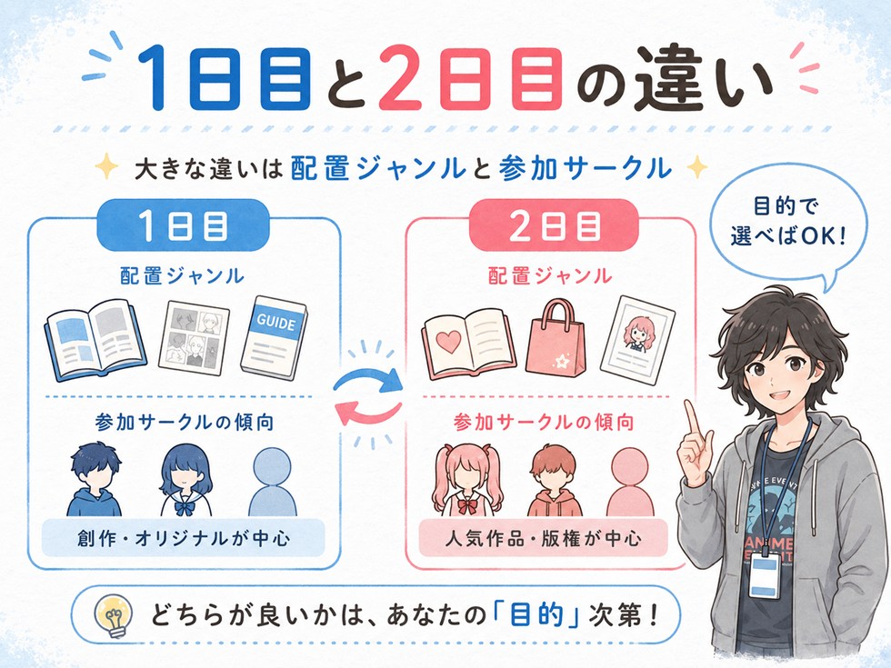 コミケ1日目と2日目の違い