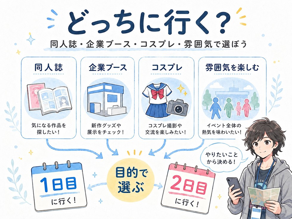 コミケは1日目と2日目のどっちに行く？