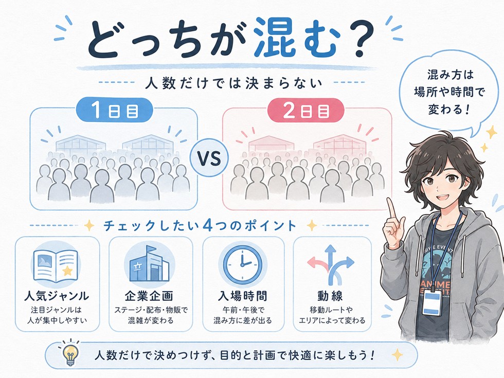 コミケは1日目と2日目のどっちが混む？
