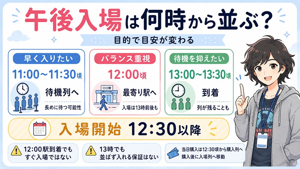 コミケの午後入場は何時から並ぶ？