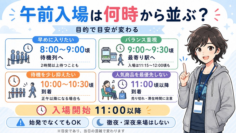 コミケの午前入場は何時から並ぶ？