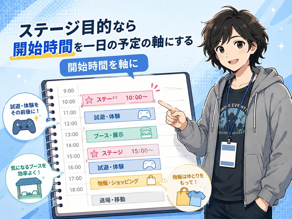 ステージ目的なら開始時間を一日の予定の軸にする