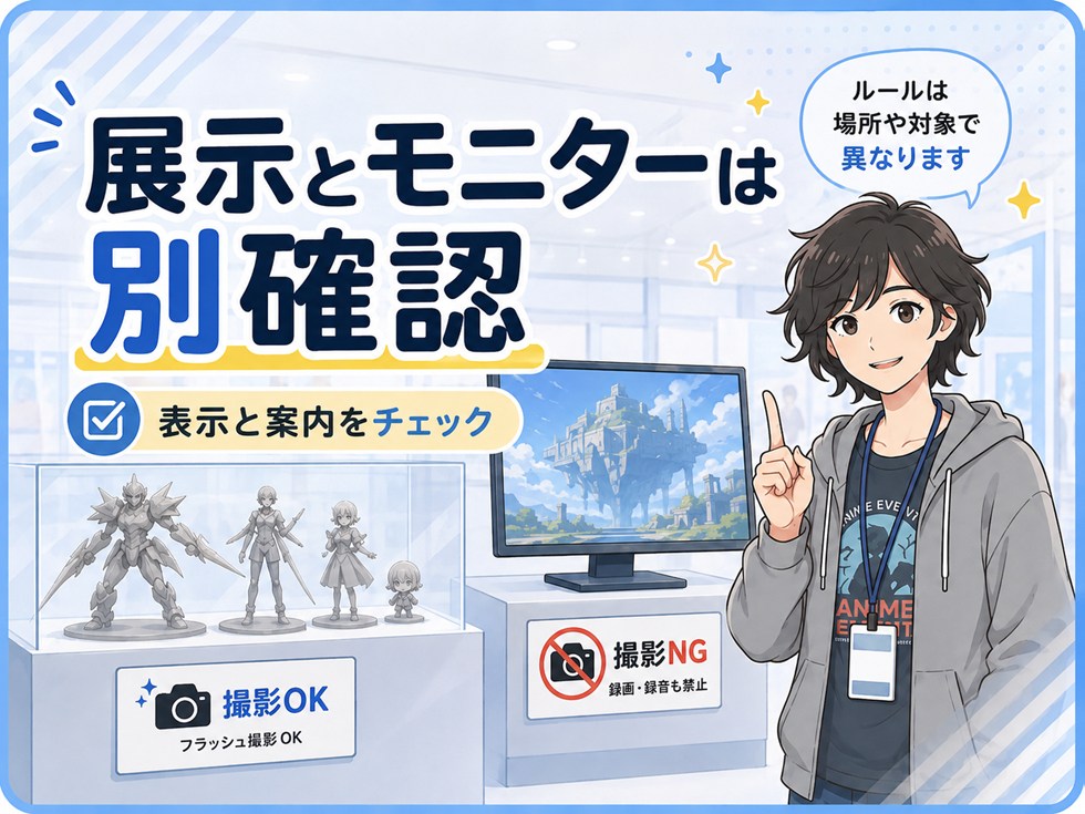 展示物・モニター映像は撮影できる？