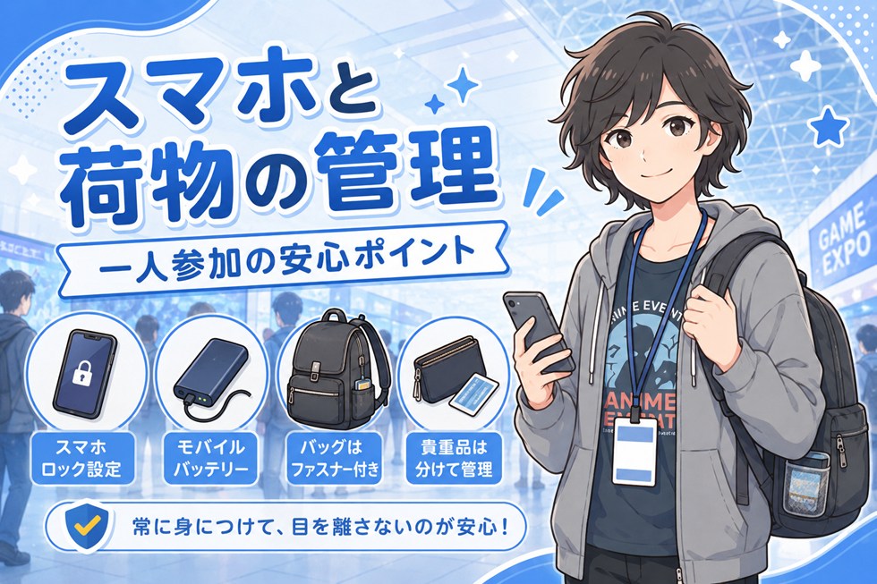一人参加はスマホと荷物の管理が重要
