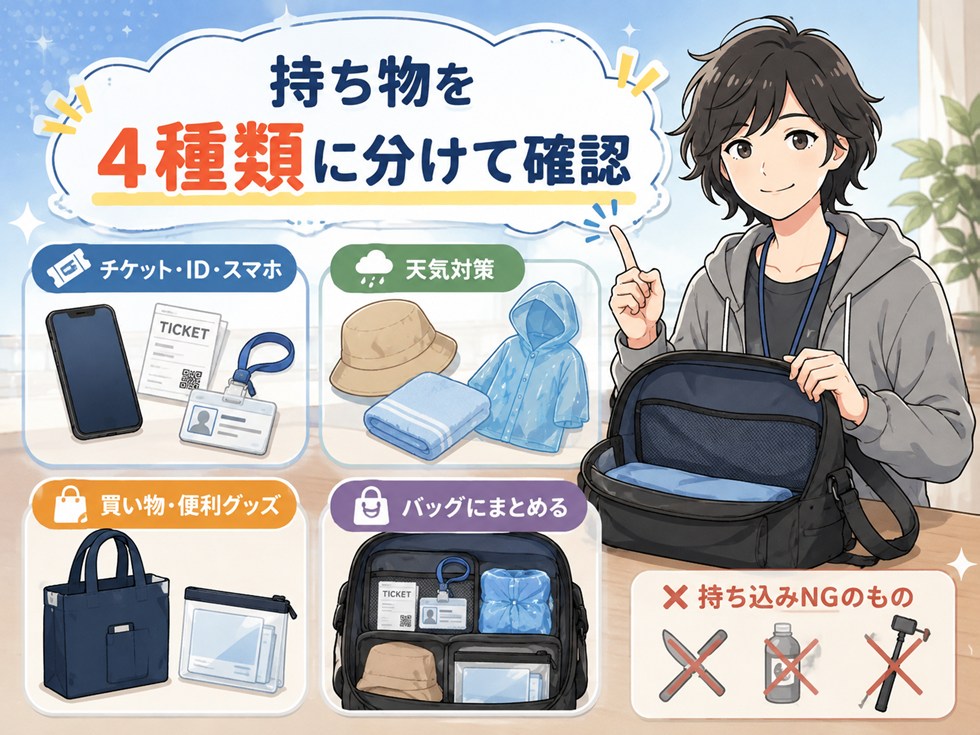 東京ゲームショウの持ち物を4種類に分けて確認