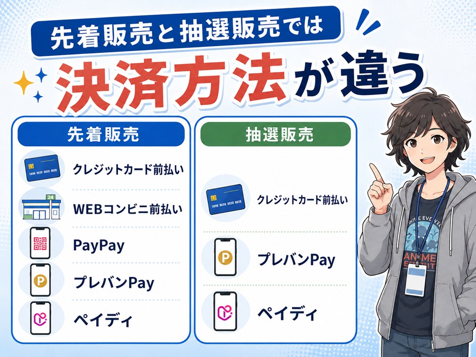 先着販売と抽選販売では決済方法が違う