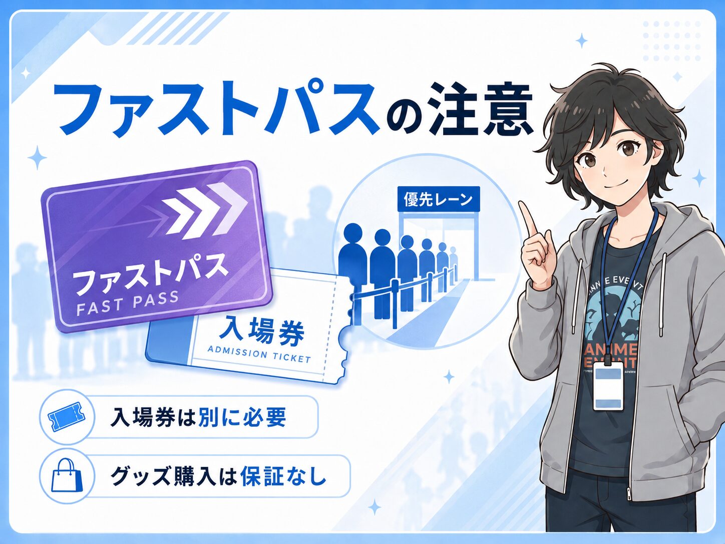 ファストパスは入場券とは別|グッズ購入も保証されない
