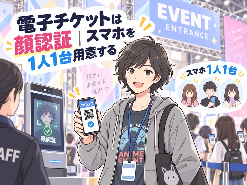 電子チケットは顔認証｜スマホを1人1台用意する