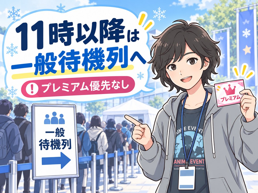プレミアムでも11時以降は一般待機列になるので注意