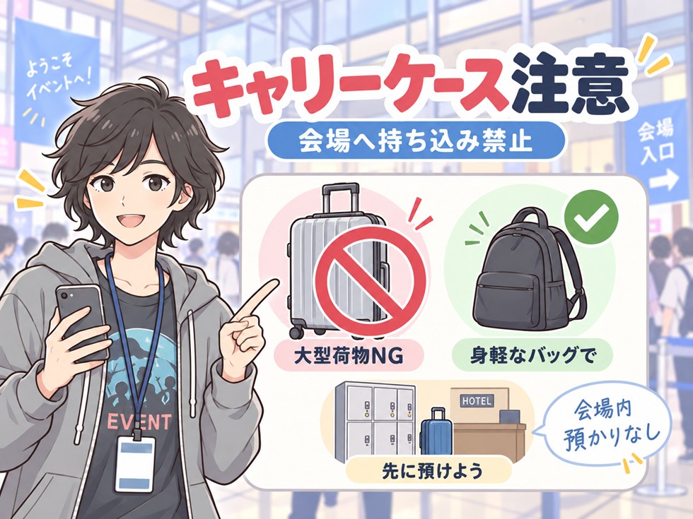 キャリーケースは持ち込み禁止｜大型・キャスター付き荷物に注意
