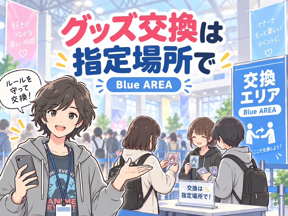 一人でもグッズ交換できる？Blue AREAの指定場所を利用