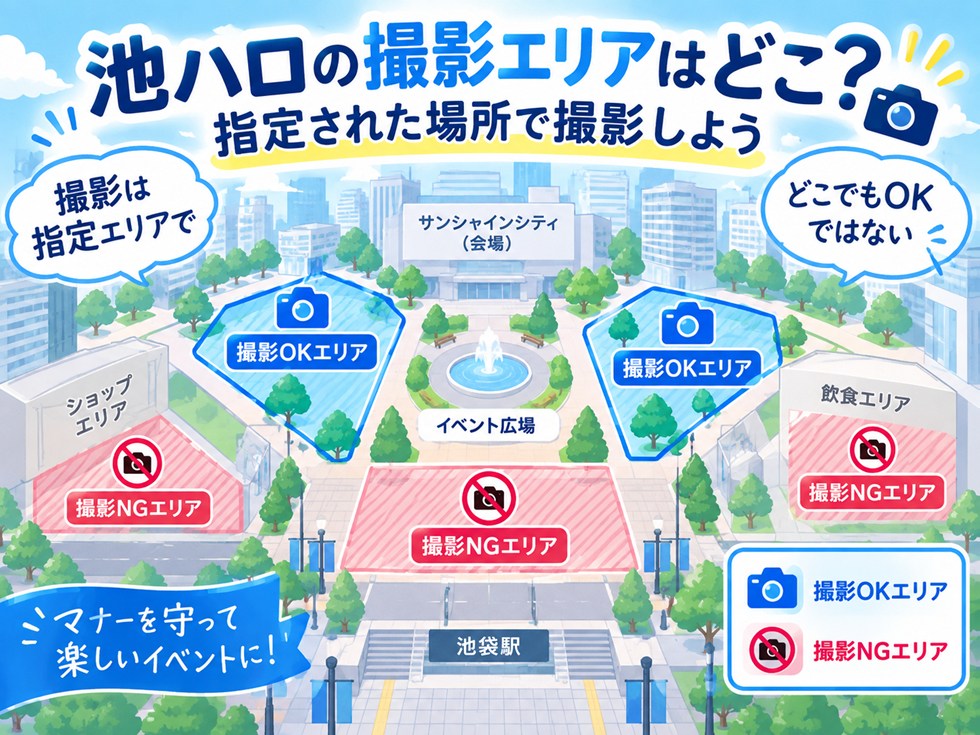 池ハロの撮影エリアはどこ?指定された場所で撮影しよう